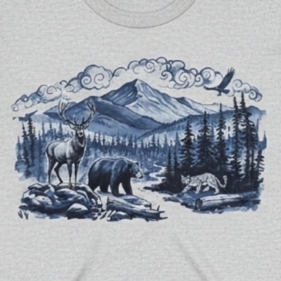 Blue Ridge Mountains Long Sleeve Shirt • Wildlife Nature Graphic Tee • Deer Bear - Picture 12 of 15